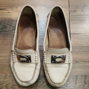 Coach Napoleon Driving Leather Loafer Soft Pink‎ Silver Buckle Size 6.5